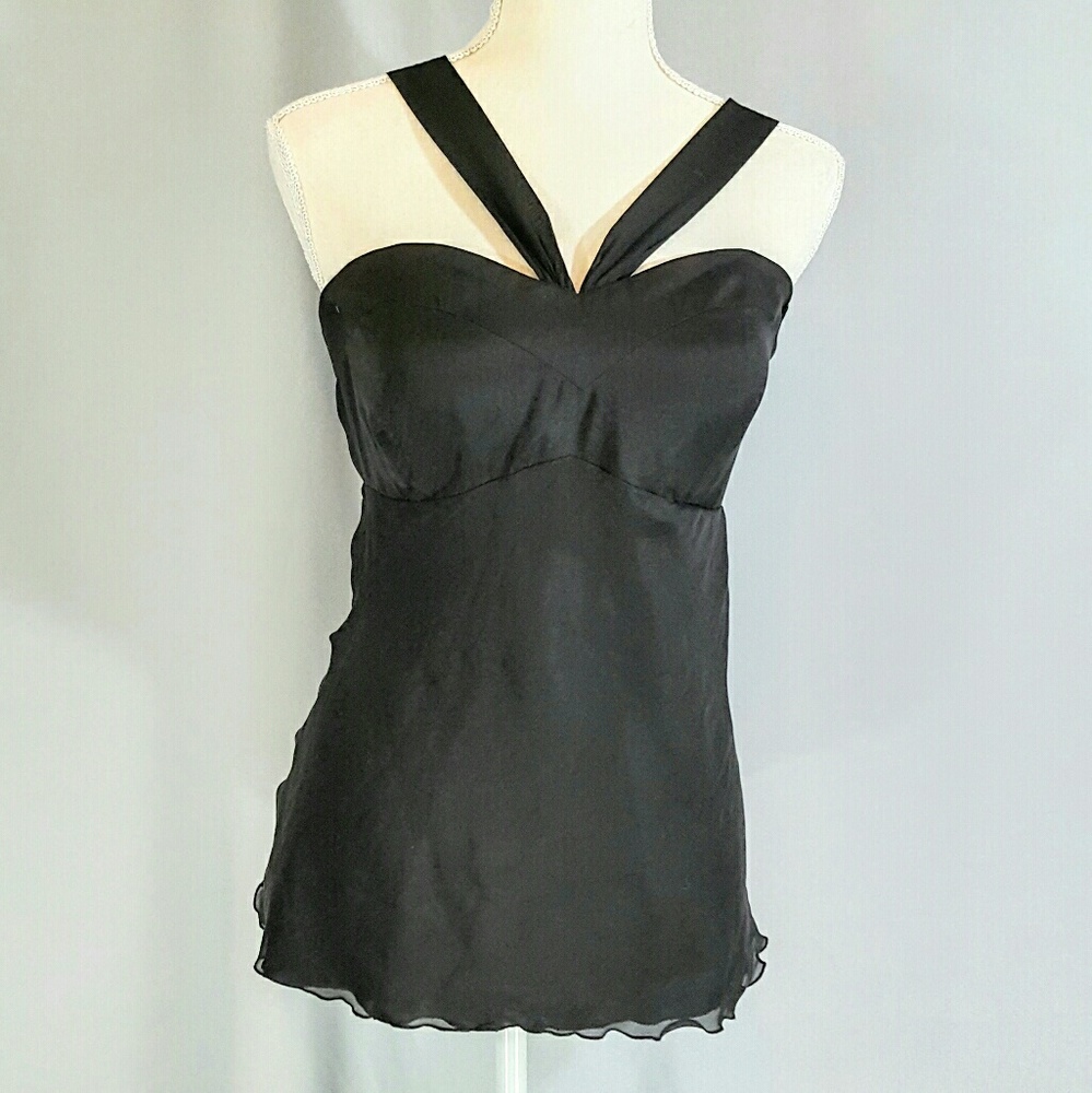 WHBM Black Silk Top